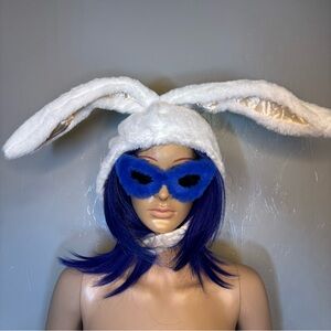 White Bunny Hat with Velcro strap